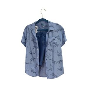 Tommy Bahama Boys Marlin Fish Print Shirt and Shorts. Light Blue